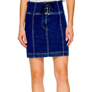 Free People Womens Femme Corset Denim Skirt